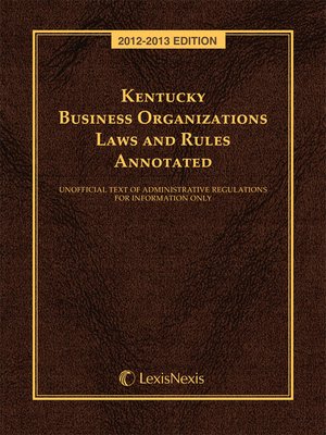 cover image of Kentucky Business Organizations Law and Rules Annotated